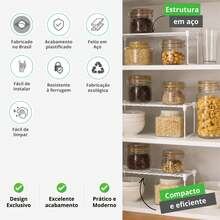 Kit 8 Organizadores de Armário Multiuso Aço Aramado – Prateleira para Cozinha e Louças - Branco - Visão 2
