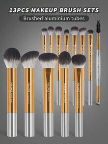 MAANGE 1/5/13/14/21er professionelles Make-up-Pinselset, enthält Foundation-Pinsel, Puder-Pinsel, Rouge-Pinsel, Lidschatten-Pinsel, Augenbrauen-Pinsel, Verblend-Pinsel, Highlighter-Pinsel, Concealer-Pinsel, geeignet für Puder-, Flüssig- und Creme-Make-up, tägliche Anwendung, Make-up-Pinsel-Accessoire Geschenk für Freunde - Silber - Übersicht 2