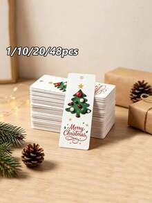1/10/20/48pcs Christmas Decoration Cards, Christmas Tree And Star Pattern Card Tags, Suitable For Christmas Decoration Celebration - Multicolor - View 2