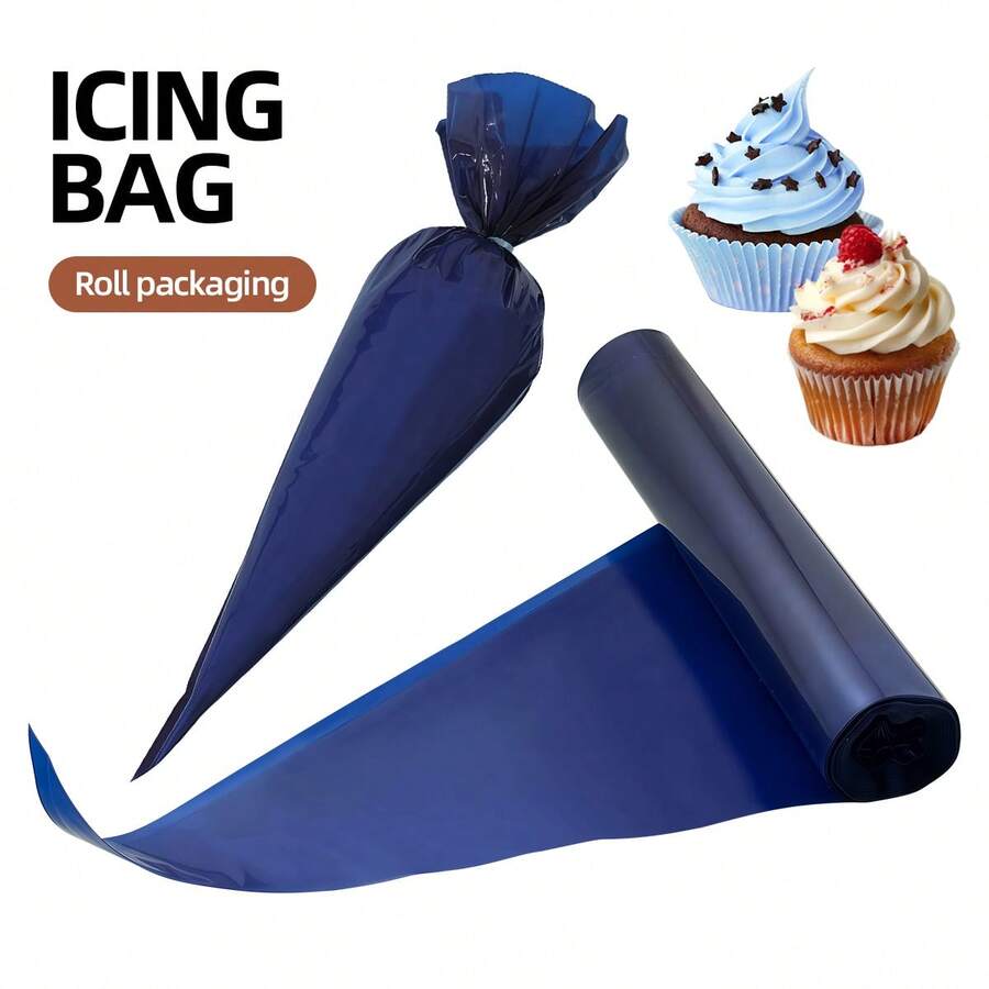 50pcs Deep Blue Thickened Piping Bags, 16 Inch Reusable Piping Bags, Anti-Burst, For Cake Cupcake Decoration, Home Kitchen Birthday Wedding Holiday Party Baking Tools, Halloween Christmas, Roll Packaging, Space-Saving