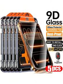 5 buah Pelindung Layar Kaca Tempered 9D Full Coverage - Kompatibel dengan iPhone 18 Pro/18 Pro Max/17 Pro Max/Air/17e/16 Pro Max/16E/15 Pro Max/15 Plus/14 Pro/13/12/11 Pro Max/Xs Max/XS/XR/8 Plus/7 Plus. Fitur: Kejernihan Tinggi, Tahan Gores, Tepi Bebas Debu - Clear - View 43