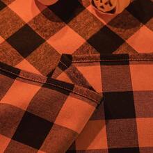 1pc Black & Orange Large Plaid Halloween Tablecloth, Vintage Atmosphere Dining Table Cover, Party Gathering Tabletop Decor Table Cloth - Multicolor - View 2