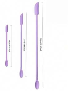 1/3 Set Silicone Spatula Set, Skincare Application Tool, Multiple Sizes Spatulas Suitable For Cosmetic Jars And Lotion Bottles, Silicone Cosmetic Spatula Set - Single-Head Bottle Spatula, For Skincare And Makeup - Purple - View 8