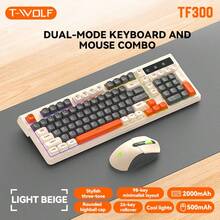 T-WOLF Gaming Keyboard And Mouse Set Wireless Bluetooth Dual Mode Keyboard Mouse RGB Backlit Custom Gaming 104-Key Keyboard 6-Button Wireless Backlit Mouse - View 12
