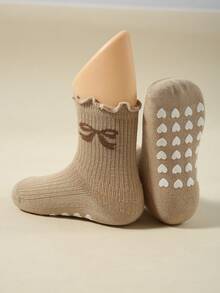 1/5 Paar Mädchen/Kinder einfarbige Socken mit Rüschenkante, Herz-Grip-Design, gestreiftes Muster, Schleifen-Akzent, lässige, niedliche, atmungsaktive und bequeme vielseitige Crew-Socken, geeignet für Rückkehr zur Schule, Outdoor-Aktivitäten, Partys, Feiertage, Geschenke - Verschiedenfarbig - Übersicht 5