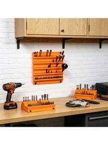 100-Slot Wall-Mounted Bit Storage Rack, Hex Bit Holder Compatible With 6.3mm Bits, Screwdriver Tool Organizer For Home Garage - A - View 6