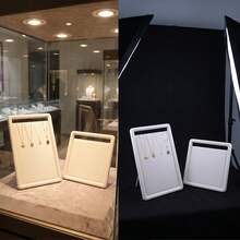 1pc Multi-Size Beige Scratch-Resistant PU Leather Jewelry Necklace Display Stand, Foldable Desktop Vertical Holder With Handle, Sturdy Support, Suitable For Jewelry Store Display, Home Vanity Storage, Live Streaming Photography Prop - White - View 5