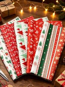 50/30/15/1pc Christmas Printed Tissue Paper, Featuring Reindeer And Christmas Tree Patterns. Suitable For Christmas Theme Parties, Christmas Gift Wrapping, Christmas Gifts, Home Decor, Birthday Gift Wrapping, DIY Crafts - One Size Fits All - View 1
