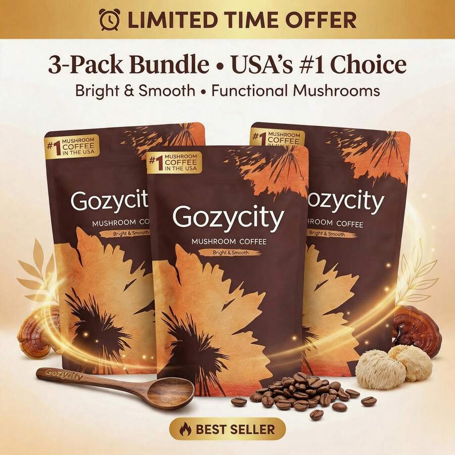 Gozycity Best Seller – Mushroom Coffee 3-Pack | 6 Adaptogens For Energy, Focus & Gut Health | Smooth, No Jitters | Coffee Alternative For AM/PM | Limited Time – 3-Pack = Super Savings - 3 件裝 - 查看 1