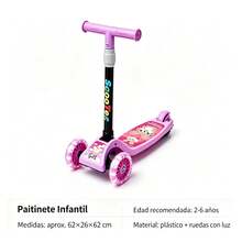 1 Pieza, Scooter de tres ruedas colorido, adecuado para niños de, con ruedas iluminadas con LED, apto tanto para niños como para niñas, con altura ajustable y diseño de dirección inclinable, soporta hasta 110 libras - Morado - Ver 2
