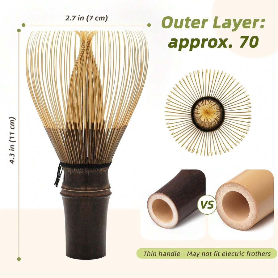 Handcrafted Matcha Whisk(1-Piece), Shin Matcha Wisk For Ceremonial Grade Matcha Powder, Dark Bamboo Whisk, Master Made Ceremonial-Grade Macha Whisks - Gift Box Purple Bamboo - View 1