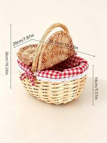 Woven Picnic Basket Handheld Basket Small Basket Wedding Basket Outdoor Picnic Basket - Multicolor - View 4