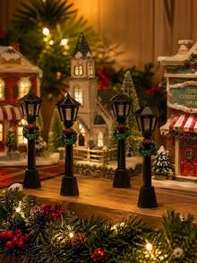 Christmas Mini Street Light Model, Christmas Miniature Landscape Light Village, Suitable For Christmas Decoration, Fairy Garden, Christmas Village Display - Multicolor - View 11