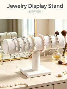 T-Shaped Bracelet Display Stand, Velvet Bracelet/Watch Display Stand, Desktop Jewelry Storage Stand, Necklace & Watch Holder, Jewelry Display Stand For Home, Vanity And Retail Store Window - Multicolor - View 2
