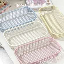 [Opening Season] Cream Style Ins Style Multi-Size Iron Storage Basket, Snack Storage, Essential For Desk Clutter, Colorful Matching, Multi-Functional Desk Office Supplies Student Supplies Storage Basket - Multicolor - View 8