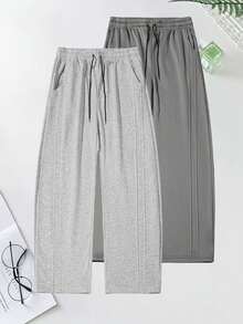 Men's Drawstring Elastic Waist Multi-Pocket Cargo Joggers, Casual Loose Fit Ribbed Cuff Sweatpants, Suitable For Outdoor And Daily Wear - Light Grey - View 4