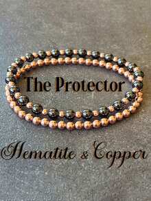 2pcs Protector Hematite & Copper Boho Beaded Bracelet, Deflects Negativity, Suitable For Daily Wear For Men And Women - Multicolor - View 1