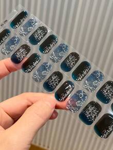 Semi Cured Gel Nail Strips, 20Pcs Long Lasting Salon Quality Wraps, Easy Apply & Remove Gel Nail Stickers With UV Light - Dusty Blue - View 6