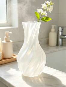 3D Printed Twisted Matte Semi-Transparent White Vase, Ins Style Minimalist Living Room Desktop Hydroponic Flower Holder, Premium Decorative Vase For Home Decor And Home Living - Multicolor - View 9