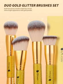DUcare Golden 7-Piece Shimmer Multi-Functional Dual-Ended Makeup Brush Kit, All-In-One Foundation Powder Concealer Contour Eyeshadow Makeup Brush Collection, Crafted With Synthetic Fibers For A Flawless, Portable And Essential Beauty Brush Tool - Gold - View 6