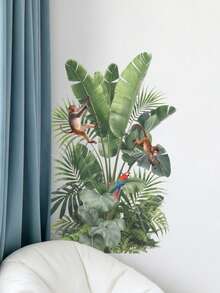 Cartoon Animal Green Plant Monkey Wall Sticker Decal For Bedroom Living Room Kids Room Home Decor Self-Adhesive Wall Sticker - Multicolor - View 6