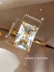 1pc Elegant Cubic Zirconia Ring, Women's Valentine's Day Gift, Wedding Anniversary Party Accessory - 5# - View 7