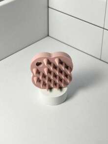 1pc Clover-Shaped Silicone Scalp Massage Brush, For Scalp Cleaning & Massage, Dry & Wet Use, Solid Color, Portable Travel Hair Comb Massage Brush - Multicolor - View 8