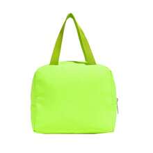 Fluorescent Green Solid Color Fabric Handbag, Minimalist Large Capacity Portable Toiletry Bag, Travel Organizer Bag, Suitable For Daily Use - A - View 7