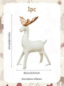 1pc Christmas Reindeer Balloon, Includes White, Gold, Colorful Reindeer, Suitable For Christmas Decoration, Balloon Deer, New Year Party Decoration - Multicolor - View 2