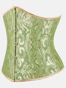 Court Style Jacquard Waist Cincher With Front Buckle And Back Lace-Up, Fishbone Corset For Daily Wear, Party And Halloween Outfit - Multicolor - View 44