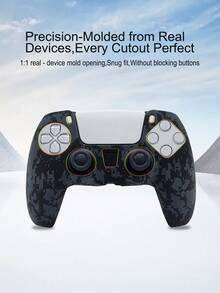 適用於 PlayStation 5，1件水轉印圖案遊戲控制器保護殼，防滑防汗防塵防刮遊戲配件，提升遊戲操作手感與體驗，實用遊戲配件 - 水轉印黑色網格 - 查看 3