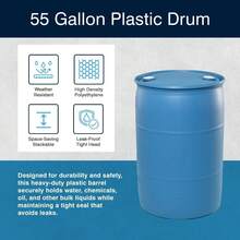 55 Gallon Plastic Drum Stackable Industrial Storage Barrel Heavy Duty Liquid Storage Container With Leakproof Lid Blue - 1 - View 3