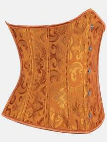 Court Style Jacquard Waist Cincher With Front Buckle And Back Lace-Up, Fishbone Corset For Daily Wear, Party And Halloween Outfit - Multicolor - View 57