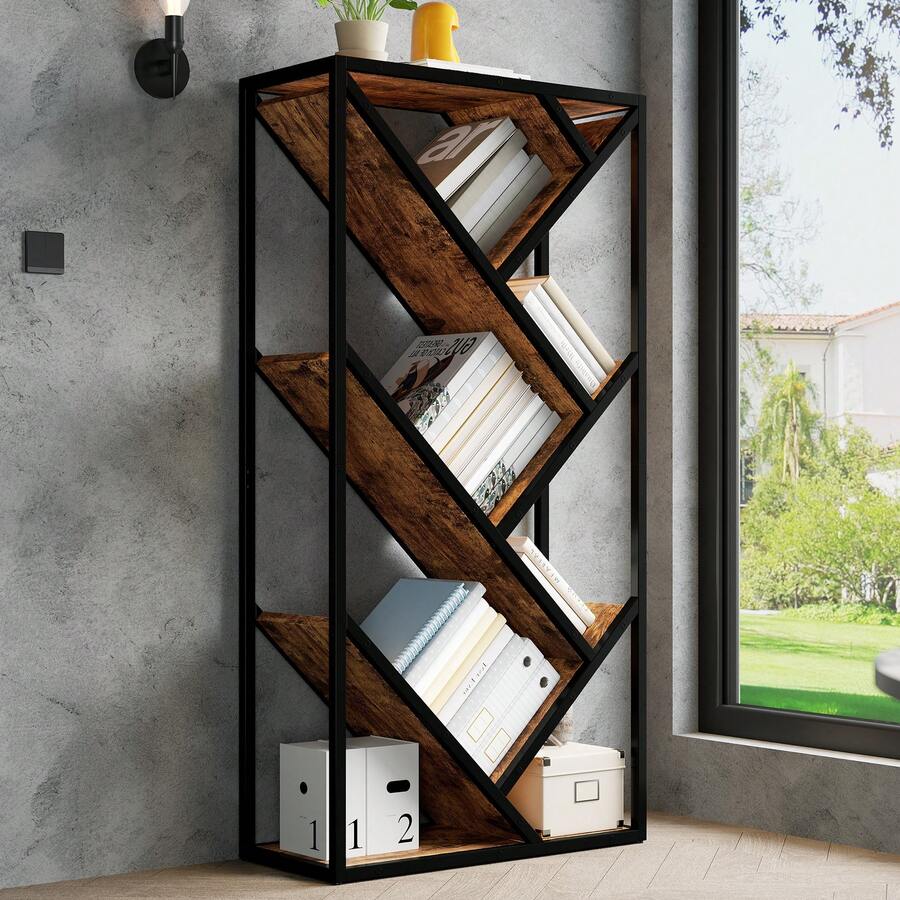 80*35*160 Cm Tree Shelf Standing Shelf 8 Levels, Corner Shelf Space Saving, Storage Shelf For Bedroom, Living Room, Home Office, Stable, Anti-Tip, Bookcase, Shelf, 80 X 35 X 160 Cm - Black - View 1