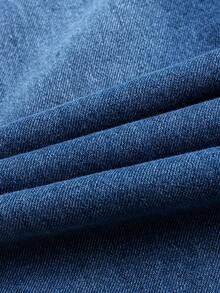 Tween Boy Simple Light Wash Wide Leg Jeans, 8-11 Years, New Sand-Washed Process, Elastic Waistband, Adjustable Fit, No Zipper Design, Semi-Elastic, Loose Fit, Classic Versatile Denim Pants, All-Season Wear - Light Wash - View 9