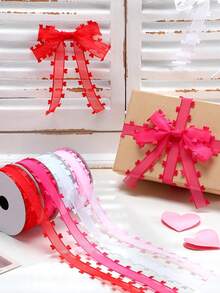 20mm High Quality Heart-Shaped Tulle Ribbon, Mixed Colors, Polyester Material, Suitable For Bows, Hair Accessories, Floral Arrangements And Gift Wrapping, Perfect For Christmas, Wedding, Thanksgiving And Valentine's Day Decorations - Double-sided Heart - View 4