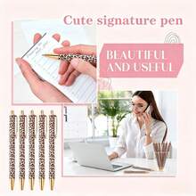 3pcs Cute Leopard Print Retractable Ballpoint Pen Set, Fashion Metal Ballpoint Pen, Black Ink, 1.0mm Medium Tip, Smooth Writing, With Pen Clip, Suitable For Students And Office Use, Back To School Essential - Sets - View 5