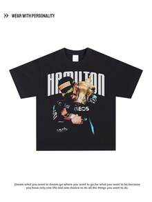 F1American Retro-Style Formula Racing Car VTG Niche Long And Short Sleeve Clothing Tt Shirt - 黑色 - 查看 7