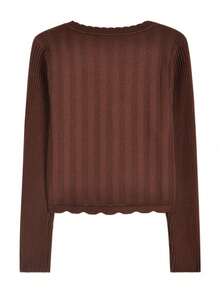 YCYC Atasan Lengan Panjang Wanita Model Ikat Depan Terbaru Musim Semi/Musim Gugur - Coffee Brown - View 5