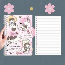 Set 6 Buah, Termasuk 1 Buku Catatan Spiral yang Dapat Dilepas, 5 Pulpen, Desain Hewan Kucing/Anjing/Panda yang Lucu, Menambah Keseruan Waktu Belajar, Praktis untuk Belajar dan Mengatur Materi. - Hewan kecil - View 5