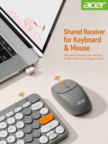 Acer Keyboard Tunggal OKR250, Warna Krem, Konektivitas Nirkabel Bluetooth 2.4GHz Dual-Mode, Dapat Diisi Ulang, Pengoperasian Senyap, Cocok untuk Penggunaan Kantor, Laptop, dan Komputer Desktop. - View 2