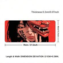 1入 遊戲用武士鬼面面具日本動漫少女滑鼠墊 大尺寸電腦辦公遊戲桌墊 XXL 橡膠防滑遊戲鍵盤滑鼠墊 長款桌面墊 專業頂級速度控制配件 - 查看 18
