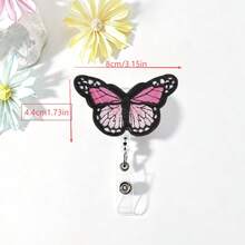 1 Set Handmade Felt Fabric Large Butterfly Design Nurse ID Badge Reel With Retractable Clip, Comes With Horizontal Slide Cover ID Card Holder, Gift For Doctors, Nurses, Teachers, Students, Office Staff - C-butterfly - View 9