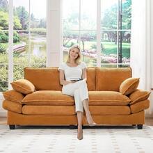 83" Loveseat Couch, Modern 2-Seat Sofa With High-Elastic Sponge, Easy Assembly, Comfy Upholstered 2 Seater Couch For Living Room, Apartment, Bedroom Beige - Yellow - View 1