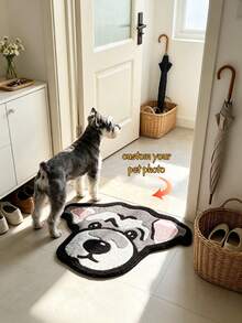 1pc Personalized Pet Photo Carpet, Customized Dog/Cat Portrait Plush Rug, Soft Faux Cashmere Pet Carpet, Personalized Photo Floor Mat, Cozy Home Decor, Pet Lover Gift, Birthday, Christmas And Anniversary Souvenir - Multicolor - View 2