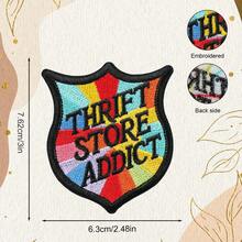 1pc Funny Slogan Badge 'Thrift Store Addict' Embroidered Patch DIY Decoration - A - View 3