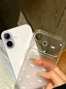 1pc Fashionable Fresh Floral Butterfly Pattern Transparent Frosted Full Coverage Soft Phone Case, With Small Frame Cat Print Design, Suitable For IPhone18/18Pro/18promax/17Promax/17Pro/17/16/15/14/13/15 Pro Max/14/15/16 Plus And Other Models, Ins Style New Phone Protective Cover - Transparent 2 - View 4