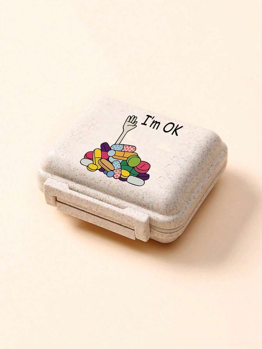 Mini 6-Compartment Portable Pill Box, Medicine Storage Box, Travel Pill Box, 6-Compartment Small Pill Box With "My Pill Bag" And Pill Pattern, Sealed Pill Storage Box, 6-Day Weekly Storage Box, Travel Pill Storage Box, Daily Vitamin Pill Box, Pocket Pill Storage Box, Mini Storage Box, Home Essential, Travel Essential - Multicolor - View 1