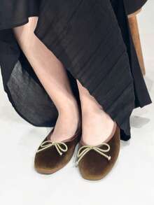 2026 Spring/Summer New Women's Bow Decor Ballet Flats - Green - View 2