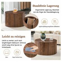 Set Of 2 Round Coffee Tables With Storage Space, Nesting Table Wood Look MDF, Approx. 62.8cm/44cm Diameter, Living Room Side Table With Removable Lid &Amp; Cavity, 62.8 X 62.8 X 35 Cm - Brown - View 7